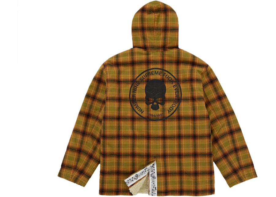 Supreme Number (N)ine Faux Shearling Hooded Coat Brown