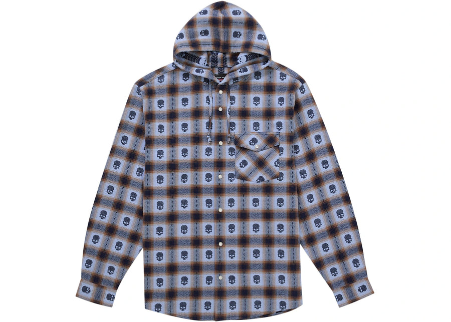 Supreme Number (N)ine Hooded Flannel Shirt Blue