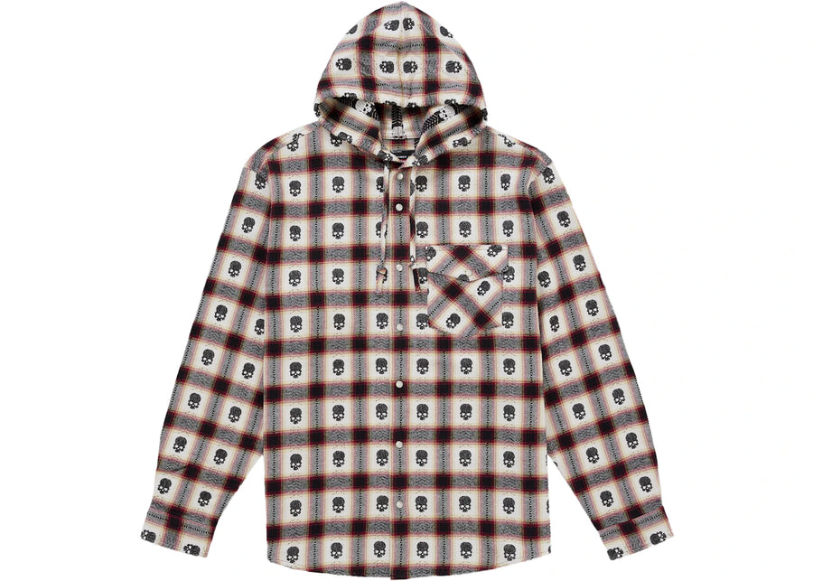 Chemise à capuche en flanelle blanche Supreme numéro (N)ine