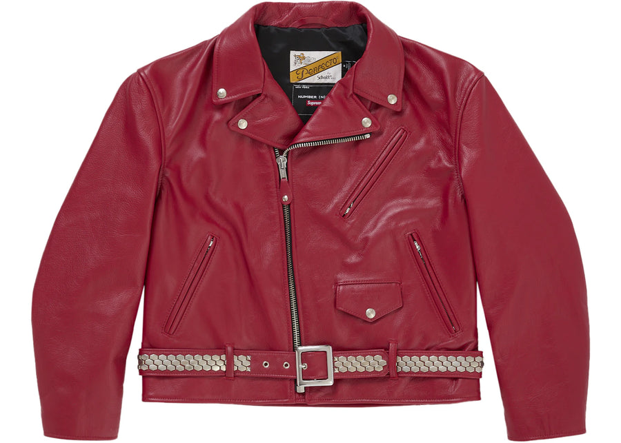 Supreme Number (N)ine Schott Perfecto Leather Jacket Red