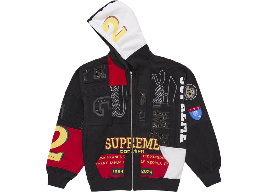 Supreme Patchwork Zip Up Hooded Sweatshirt (SS25) Black