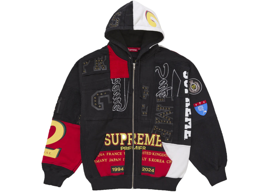 Supreme Patchwork Zip Up Hooded Sweatshirt (SS25) Black