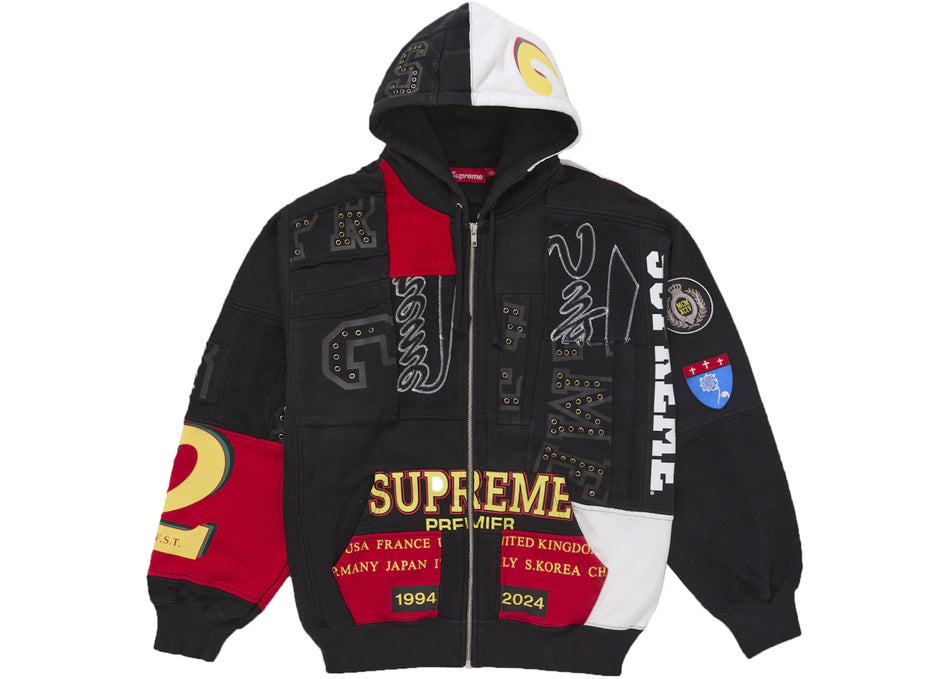 Supreme Patchwork Zip Up Hooded Sweatshirt (SS25) Black