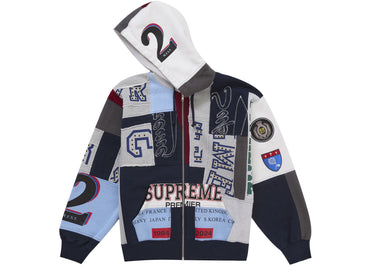 Supreme Patchwork Zip Up Hooded Sweatshirt (SS25) Navy