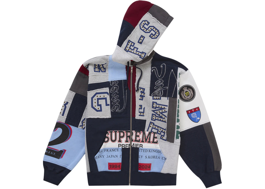 Supreme Patchwork Zip Up Hooded Sweatshirt (SS25) Navy