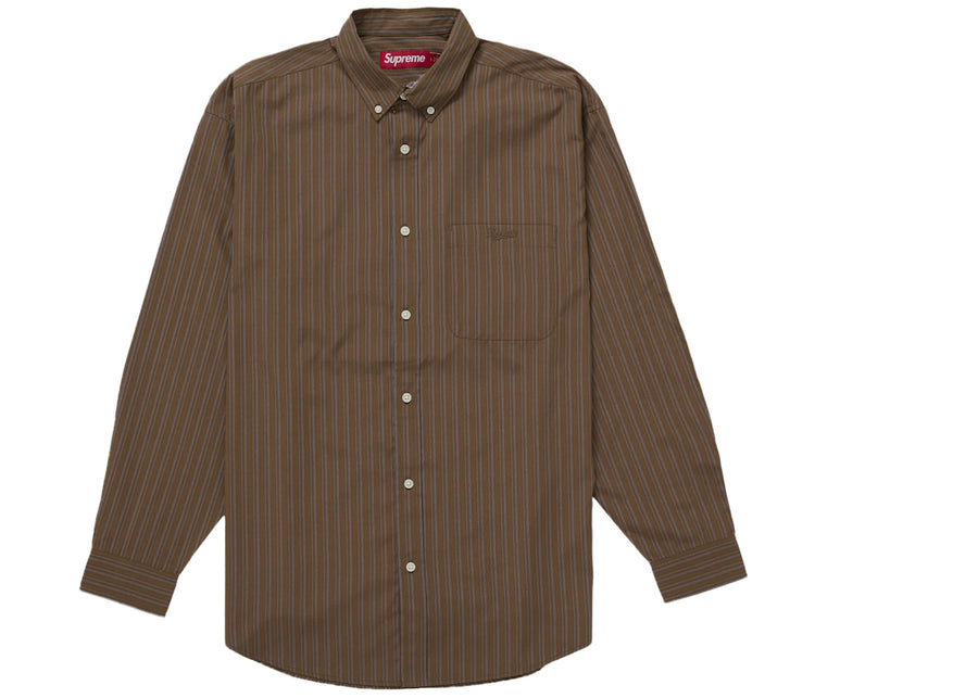 Supreme Pinstripe Shirt Brown