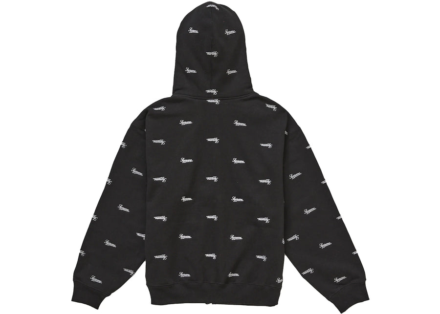 Supreme Repeat Script Zip Up Hooded Sweatshirt Black
