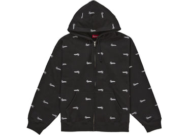 Supreme Repeat Script Zip Up Hooded Sweatshirt Black