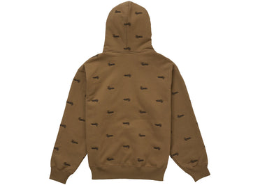 Supreme Repeat Script Zip Up Hooded Sweatshirt Dark Khaki