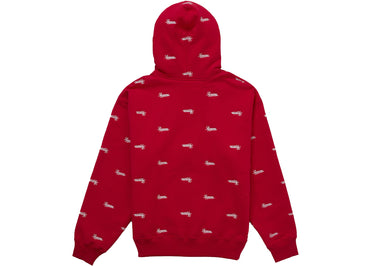 Supreme Repeat Script Zip Up Hooded Sweatshirt Red