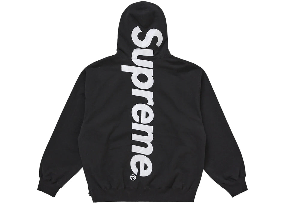 Supreme Satin Appliqué Hooded Sweatshirt (FW25) Black
