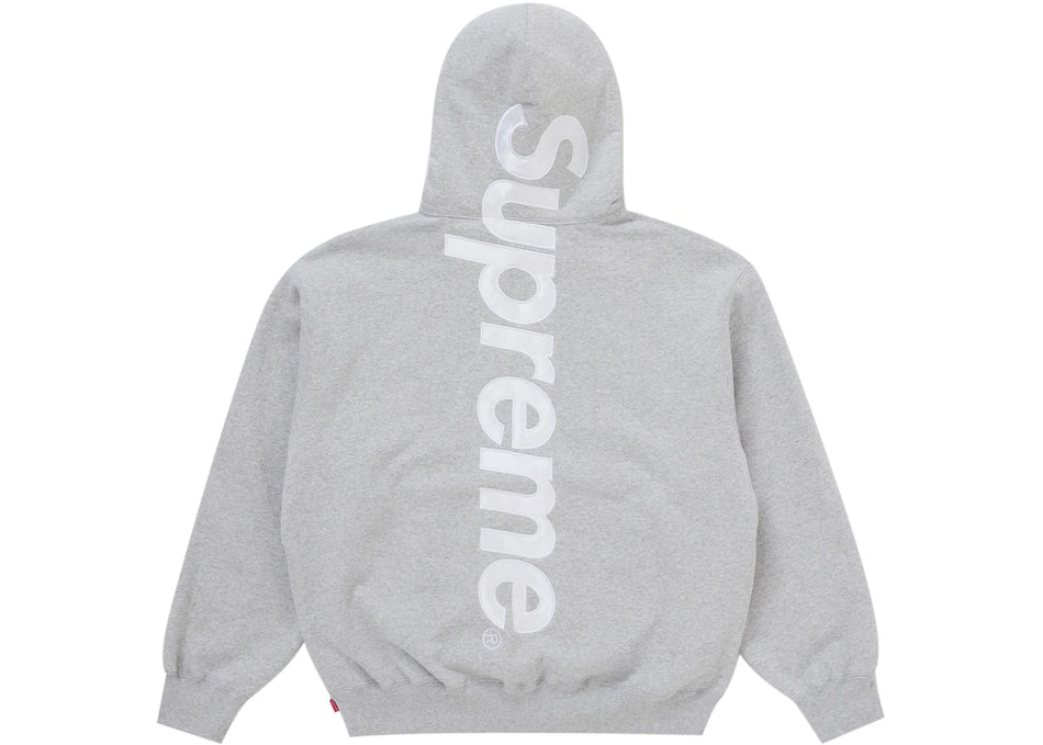 Supreme Satin Appliqué Hooded Sweatshirt (FW25) Heather Grey