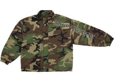 Supreme Spellout Embroidered Ripstop Track Jacket Woodland Camo