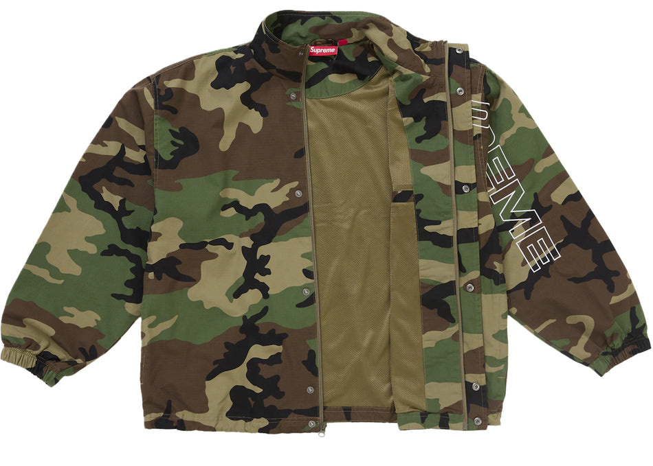 Supreme Spellout Embroidered Ripstop Track Jacket Woodland Camo