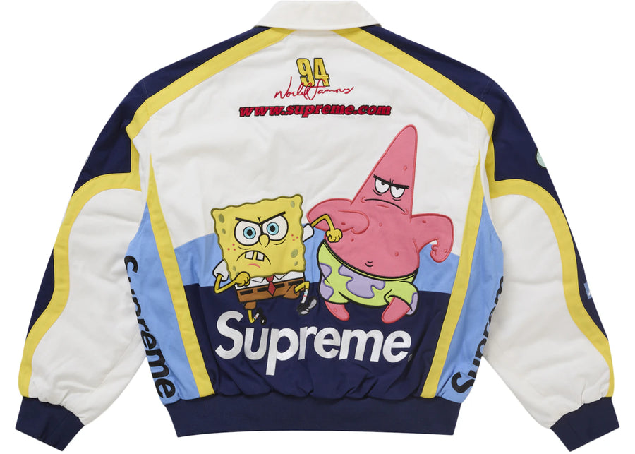 Supreme SpongeBob SquarePants Jeff Hamilton Racing Jacket White