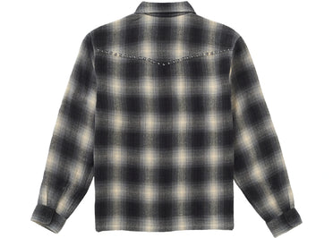 Supreme Studded Shadow Plaid Zip Up Shirt Black