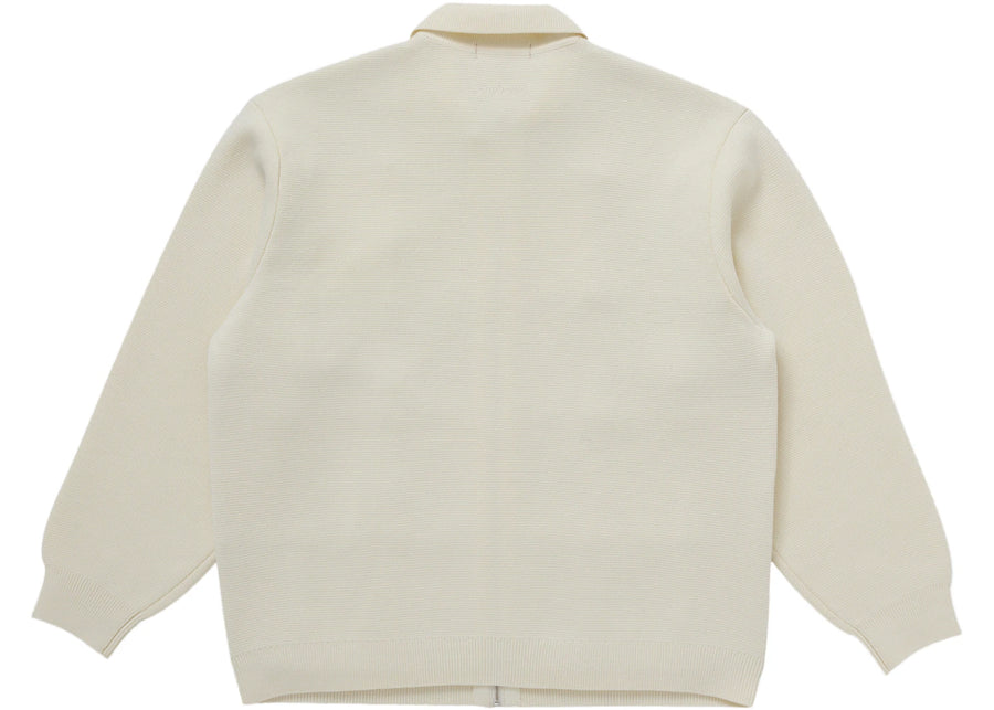 Supreme Studded Suede Zip Up Cardigan White