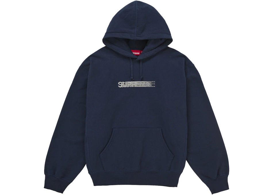 Supreme Swarovski Motion Logo Hooded Sweatshirt Navy