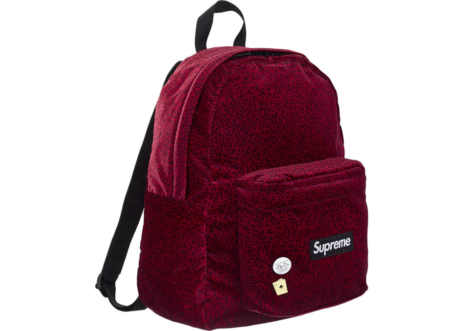 Supreme Velvet Backpack Red Leopard