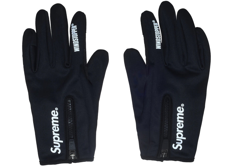 Gants zippés Supreme WINDSTOPPER (FW25) Noirs