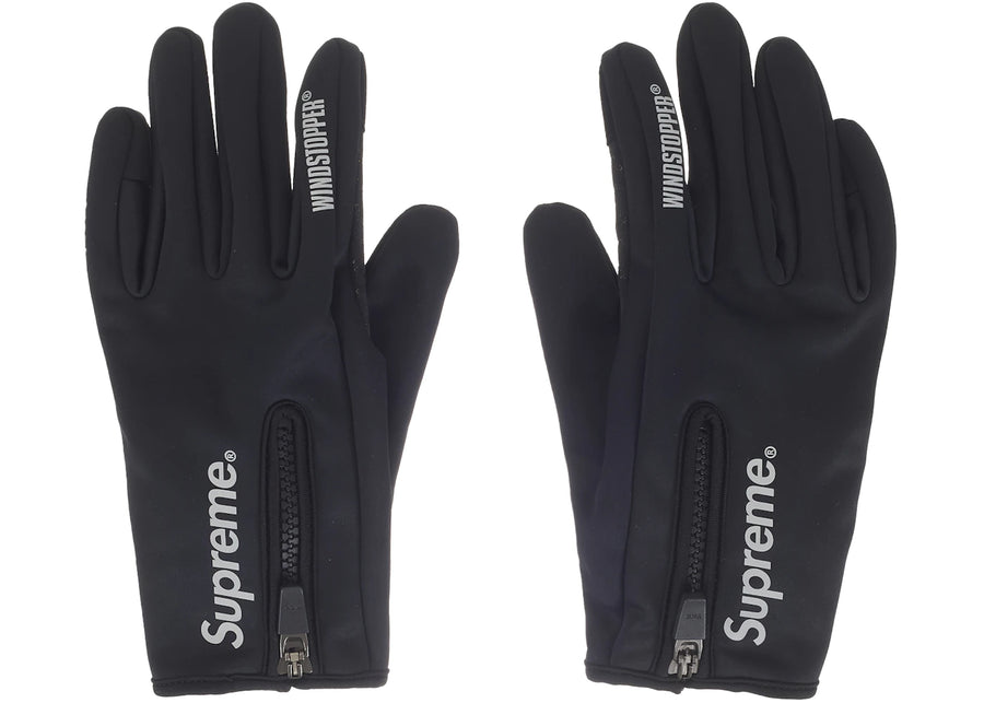 Gants zippés Supreme WINDSTOPPER (FW25) Noirs