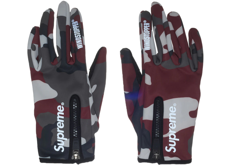 Supreme WINDSTOPPER Zip Gloves (FW25) Red Camo