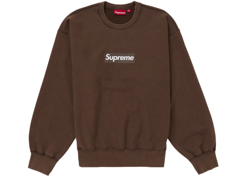 Supreme Washed Box Logo Crewneck Brown