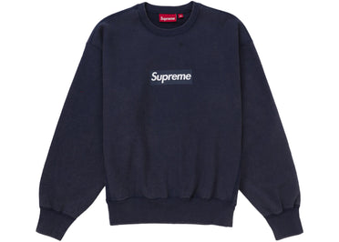 Supreme Washed Box Logo Crewneck Navy
