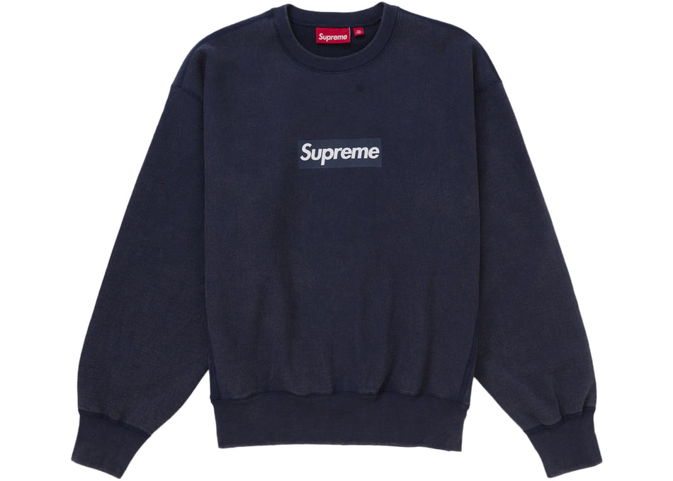 Supreme Washed Box Logo Crewneck Navy