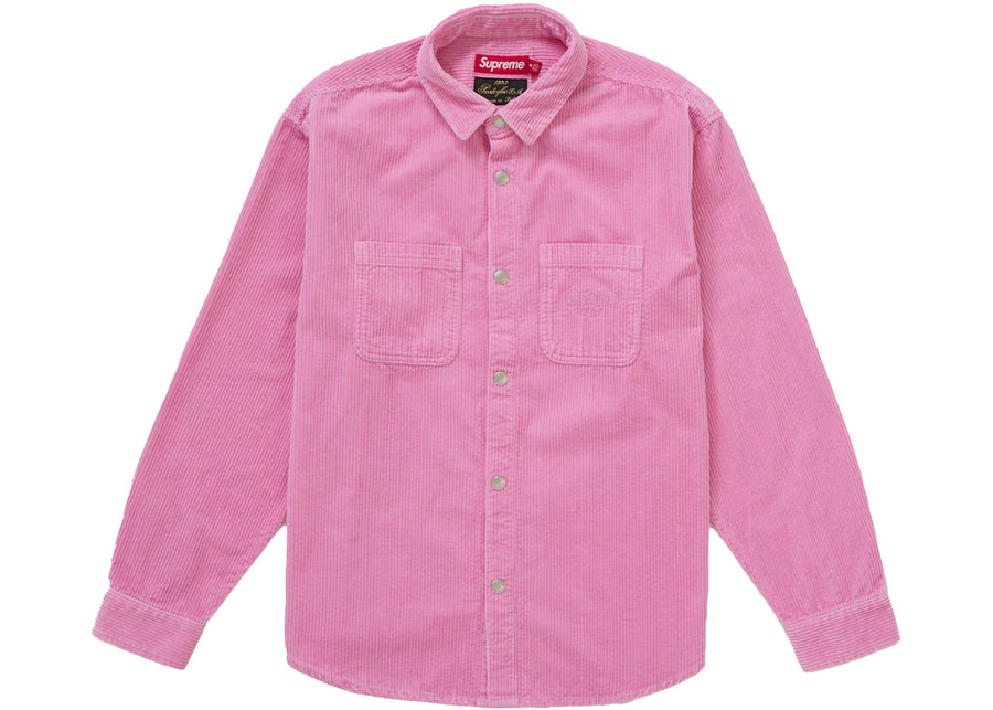 Supreme Wide Wale Corduroy Snap Shirt (FW25) Pink