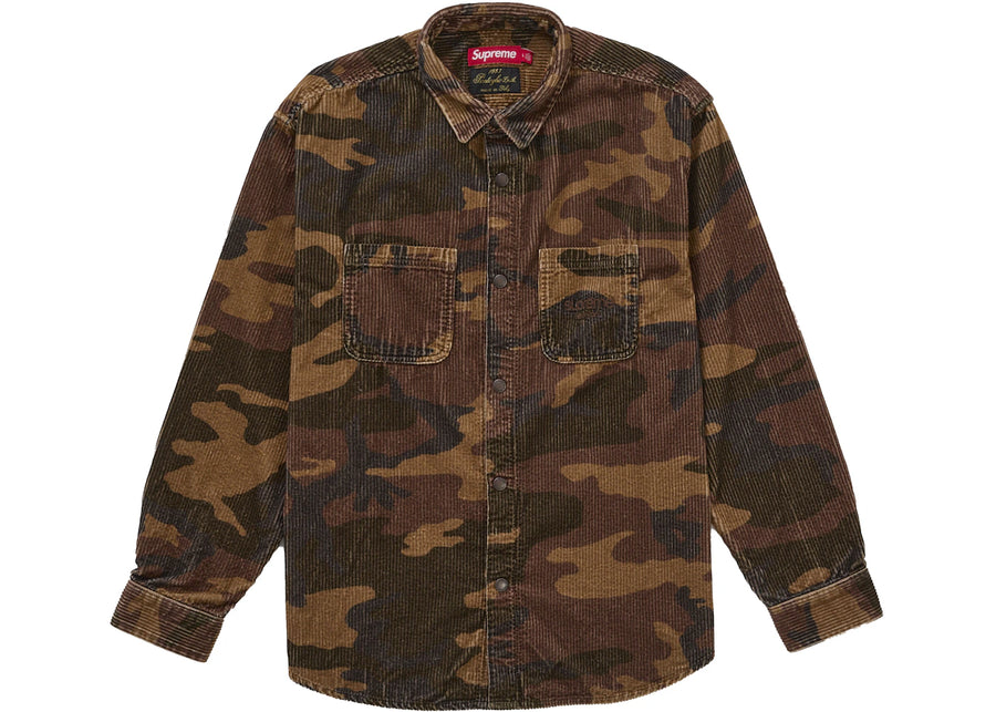 Supreme Wide Wale Corduroy Snap Shirt (FW25) Woodland Camo