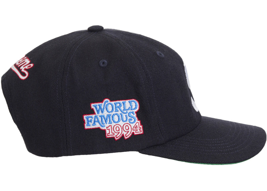 Casquette Supreme à 6 panneaux avec logo S mondialement connu, bleu marine