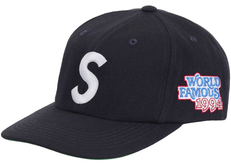 Casquette Supreme à 6 panneaux avec logo S mondialement connu, bleu marine
