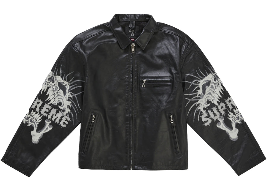 Veste en cuir noir Supreme Y's par Yohji Yamamoto