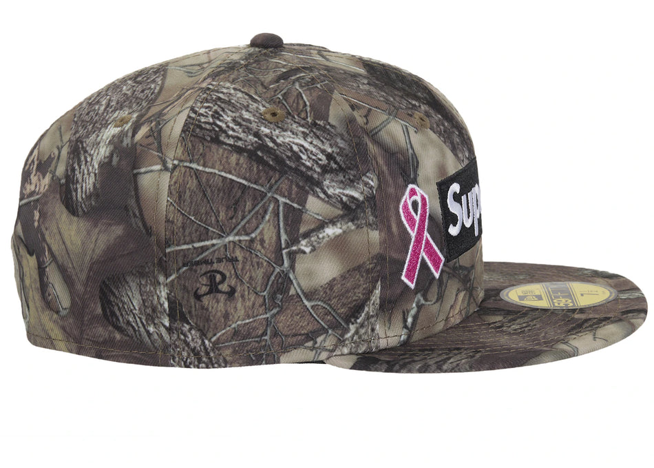 Supreme x New Era Breast Cancer Awareness Box Logo Fitted Hat Woodland Camo