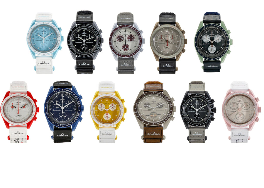 Collection complète Swatch x Omega Bioceramic Moon (11 pièces)
