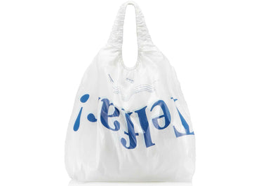 Telfar Jumbo Smiley Face Plastic Bag White