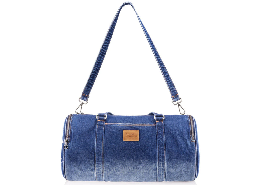 Telfar Large Denim Duffle Blue