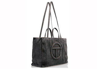 Telfar Large Denim Shopping Bag Black