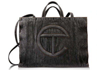 Telfar Large Denim Shopping Bag Black