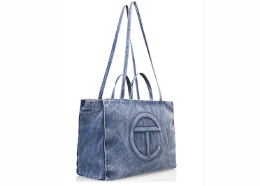 Telfar Large Denim Shopping Bag Blue