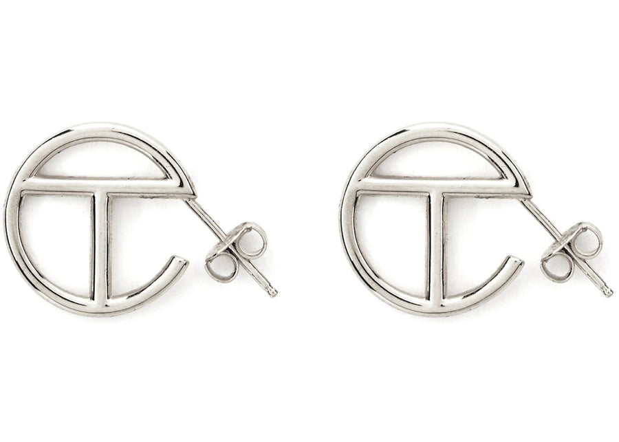 Boucles d'oreilles créoles Telfar Logo, petites, argentées