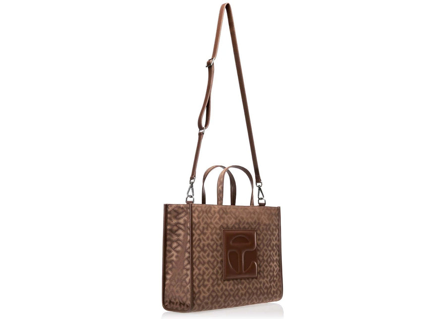 Telfar Medium Jacquard Shopper Tan Monogram