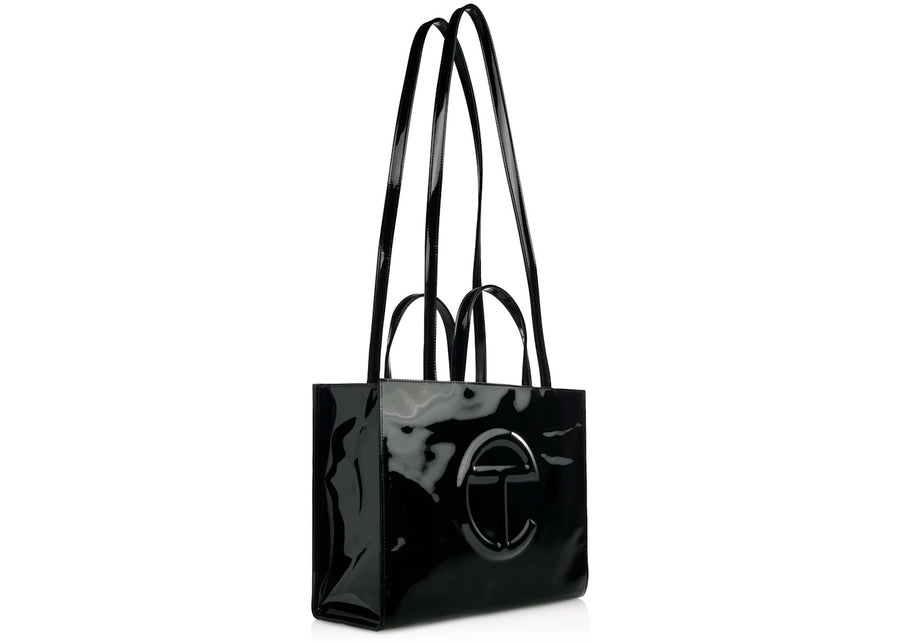 Telfar Medium Patent Shopping Bag Black