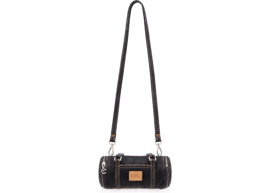 Sac polochon Telfar petit en denim noir