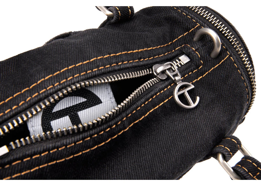 Sac polochon Telfar petit en denim noir