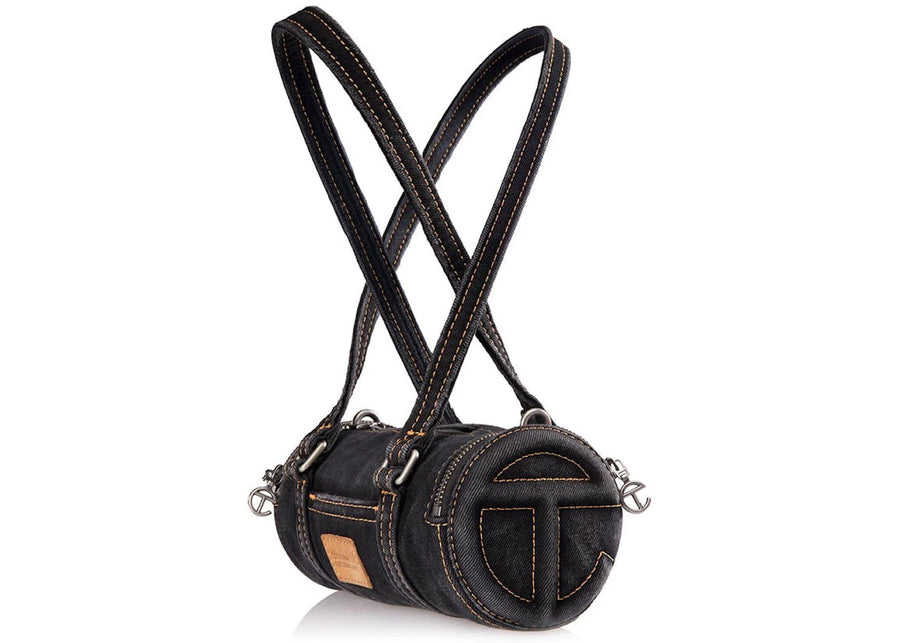 Sac polochon Telfar petit en denim noir