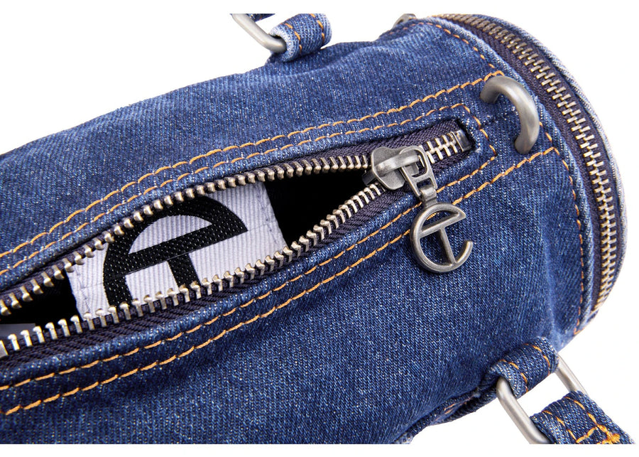Sac polochon en denim bleu Telfar Small