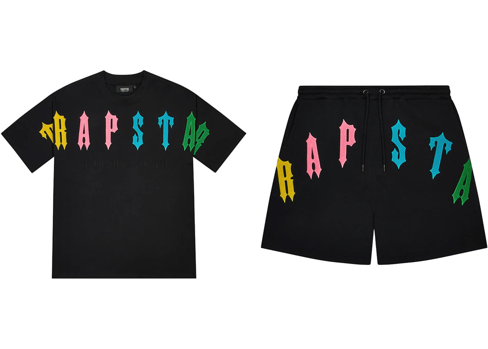 Trapstar Arch Chenille Decoded 2.0 Shorts Set Black/Candy