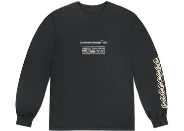 T-shirt manches longues Travis Scott Cactus Jack For Fragment Logo, noir délavé